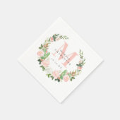 Roze monogram Floral Wreath Baptism Dedication Servet (Hoek)