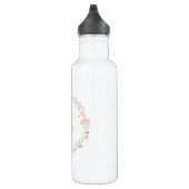 Roze Monogram Floral Wreath Waterfles (Rechts)