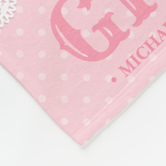 Roze Monogram Fotocollage Fleece Deken (Hoek)