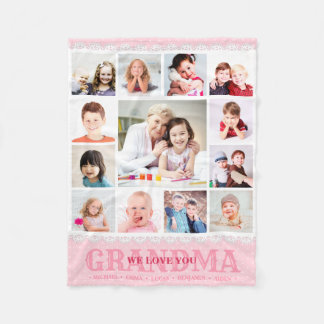 Roze Monogram Fotocollage Fleece Deken