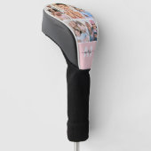 Roze Monogram Fotocollage Golfheadcover (Schuin)