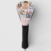 Roze Monogram Fotocollage Golfheadcover (Voorkant)