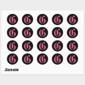 Roze Monogram G Ronde Sticker (Vel)