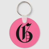 Roze Monogram G Sleutelhanger (Voorkant)