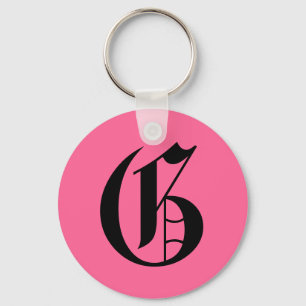 Roze Monogram G Sleutelhanger