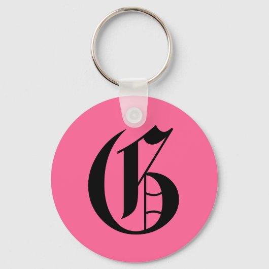 Roze Monogram G Sleutelhanger (Voorkant)
