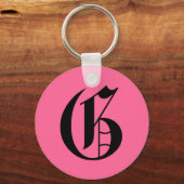 Roze Monogram G Sleutelhanger (Voorkant)