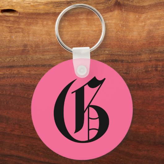 Roze Monogram G Sleutelhanger (Voorkant)