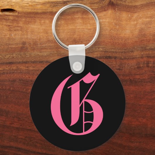 Roze Monogram G Sleutelhanger (Voorkant)