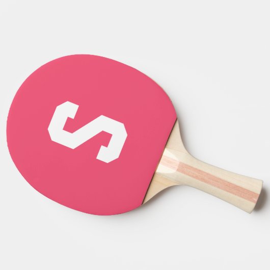 Roze monogram Gepersonaliseerde naam Tafeltennisbatje (Zijkant)