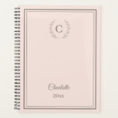 Roze monogram gepersonaliseerde stille luxe planner (Voorkant)
