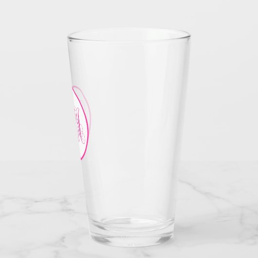 Roze monogram glas (Links)
