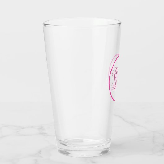 Roze monogram glas (Rechts)