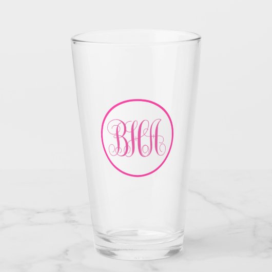 Roze monogram glas (Voorkant)