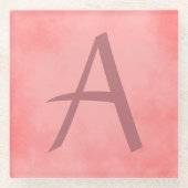  roze monogram glazen onderzetter (Voorkant)