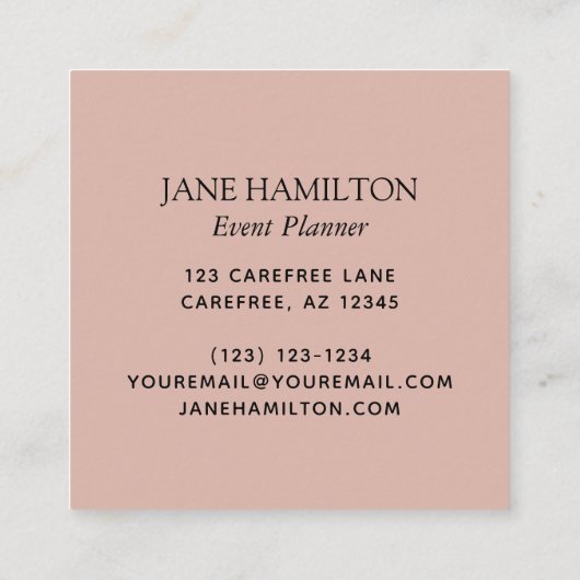 Roze Monogram Glitter Balloons Vierkante Visitekaartje (Achterkant)