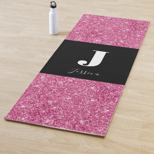 Roze Monogram Glitter Yoga Mat (In situ)