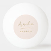 Roze Monogram Gold Script Persoonlijke naam Pingpongbal (Voorkant)