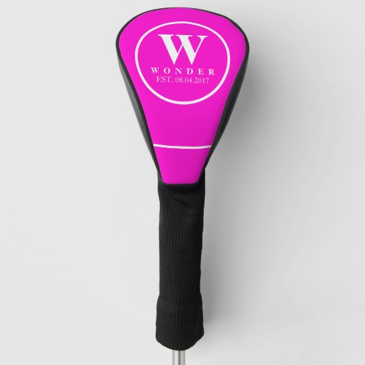 Roze Monogram Golf Naam Golfheadcover (Voorkant)
