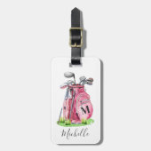 Roze Monogram Golf Tas Bagagelabel (Voorkant verticaal)