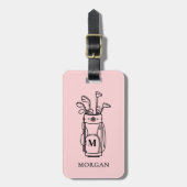 Roze Monogram Golf Tas Bagagelabel (Voorkant verticaal)