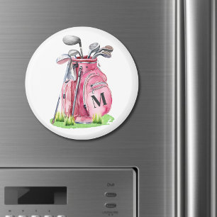 Roze Monogram Golf Tas Magneet