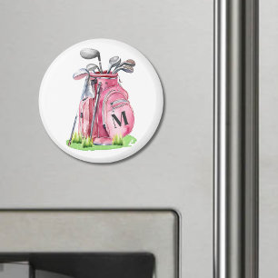 Roze Monogram Golf Tas Magneet