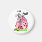 Roze Monogram Golf Tas Magneet (Voorkant)