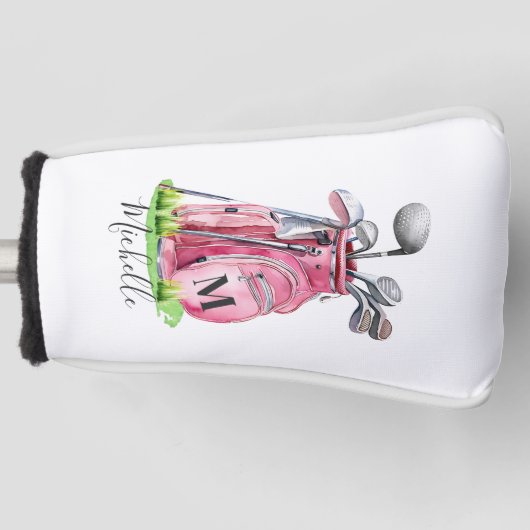 Roze Monogram Golfheadcover (Voorkant)