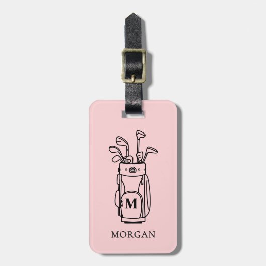 Roze Monogram golftas Bagagelabel (Voorkant verticaal)