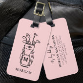 Roze Monogram golftas Bagagelabel