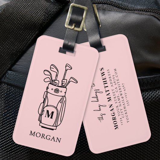 Roze Monogram golftas Bagagelabel