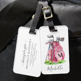 Roze Monogram golftas Bagagelabel