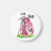 Roze Monogram golftas Magneet (Voorkant)