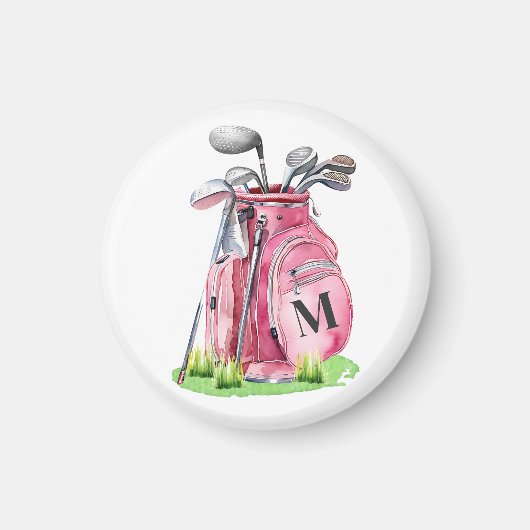 Roze Monogram golftas Magneet (Voorkant)