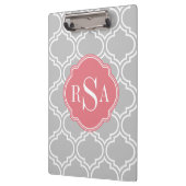 Roze monogram grijs rooster klembord (Links)