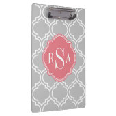 Roze monogram grijs rooster klembord (Rechts)