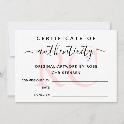 Roze monogram Groter certificaat van echtheid (Voorkant)