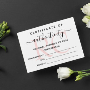 Roze monogram Groter certificaat van echtheid