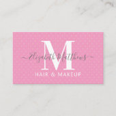 Roze Monogram Haar & Make-up Visitekaartje (Voorkant)