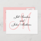 Roze Monogram Huwelijk Save the Date Kaarten (Voorkant / Achterkant)