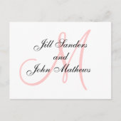 Roze Monogram Huwelijk Save the Date Kaarten (Voorkant)