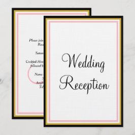 Roze Monogram Huwelijksreceptie  Kaart
