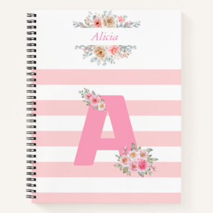 Roze monogram Inital Letter A Notitieboek
