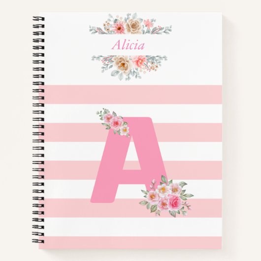 Roze monogram Inital Letter A Notitieboek (Voorkant)