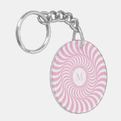 Roze Monogram Initiaal Acryl Sleutelhanger (Voorkant Links)