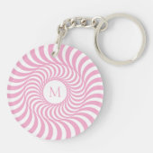 Roze Monogram Initiaal Acryl Sleutelhanger (Achterkant)