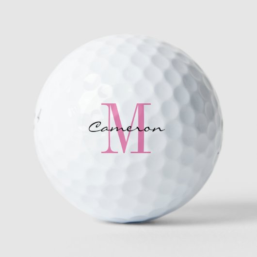 Roze Monogram Initiaal en Naam Gepersonaliseerde G Golfballen (Voorkant)