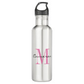Roze Monogram Initiaal en Naam Gepersonaliseerde G Waterfles (Voorkant)