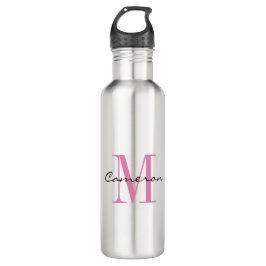 Roze Monogram Initiaal en Naam Gepersonaliseerde G Waterfles